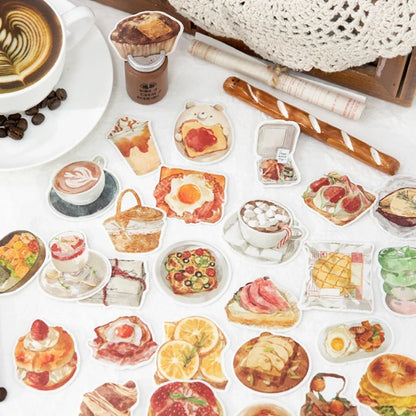 Mr.Paper Sweet Collection Washi Stickers | 50 Watercolor Food & Coffee Stickers for Journaling