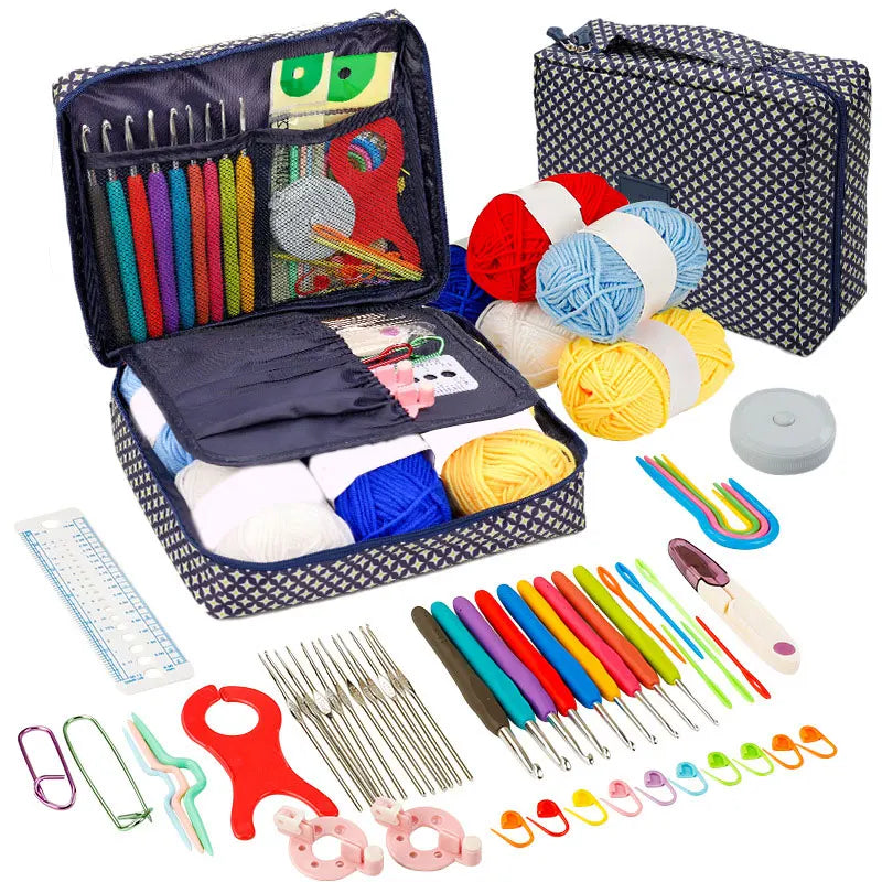 Crochet Kit Beginners Crochet Hook Set with Crochet Yarn,Portable Crochet Set Crochet Hooks Travel Knitting Crochet Supplies