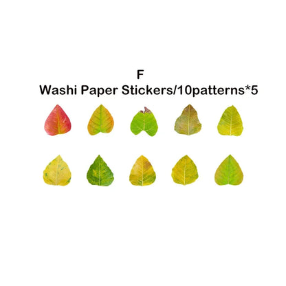 Leaf Washi Paper Stickers | 50-Pack DIY Scrapbooking Decor