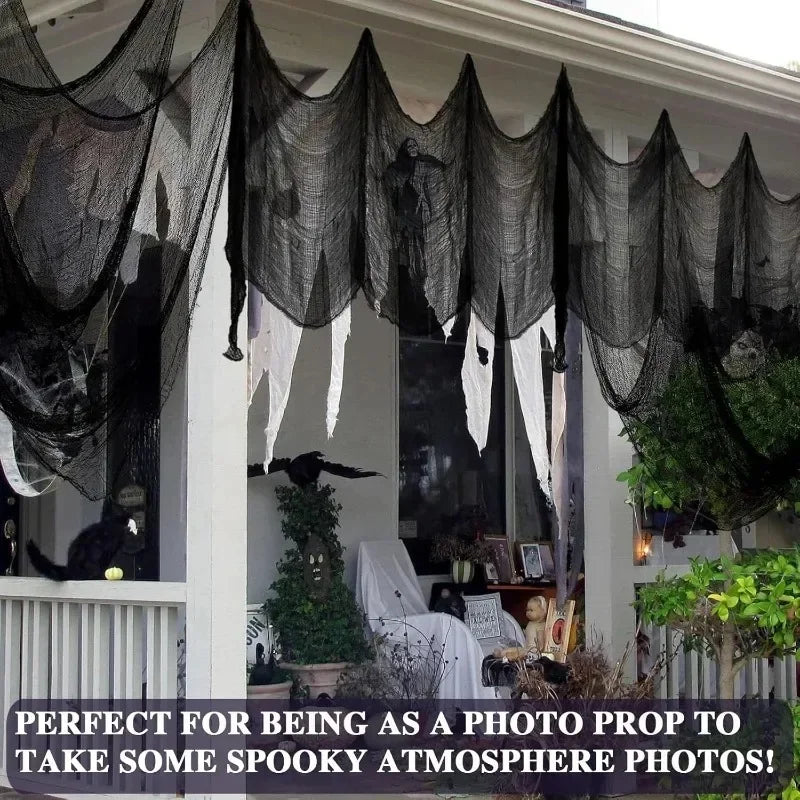 Halloween Black Creepy Cloths 76x198cm Mesh Cheesecloths Halloween Party Gauze Netting Spider Web Wall Gauze Terror Scene Props