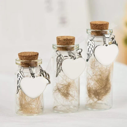 Pet Memorial Bottle for Pet Hair Dogs Cats | Fur Keepsake Storage with 3 Silver Accessories