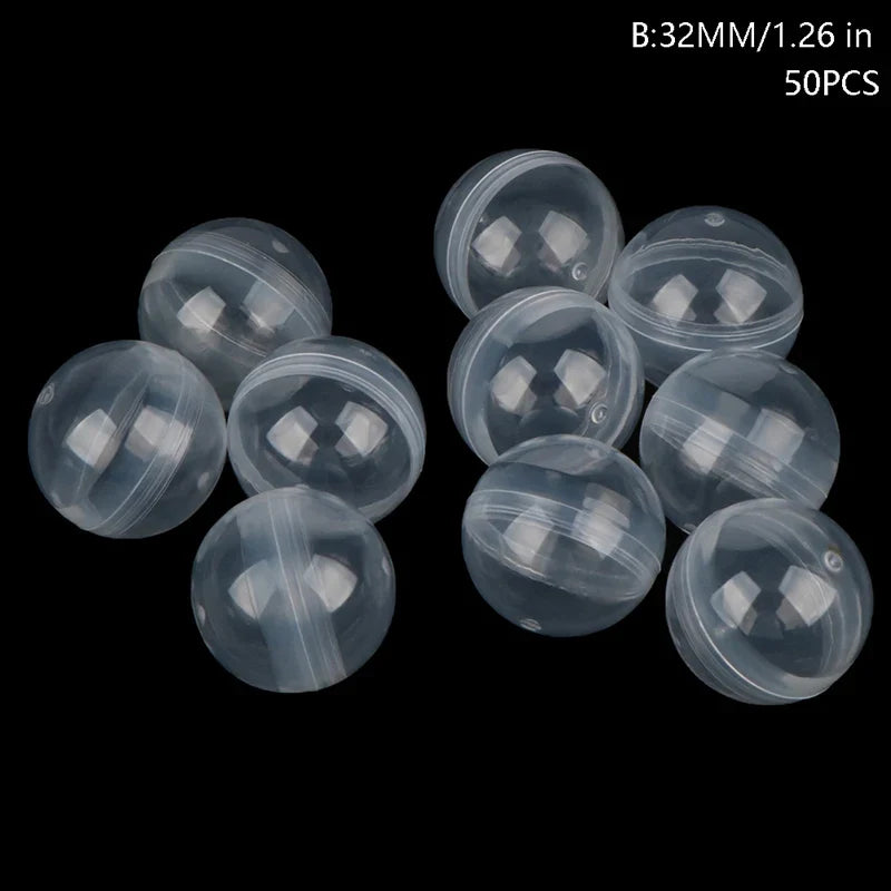 50pc Mini Clear Plastic Capsules | Gashapon Surprise Balls for Vending Machines & DIY Crafts