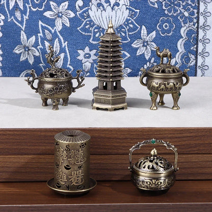 Alloy Lucky Incense Burner Bowl Incense Holder With Handle | Ancient Style Yoga Meditation Home Office Decor