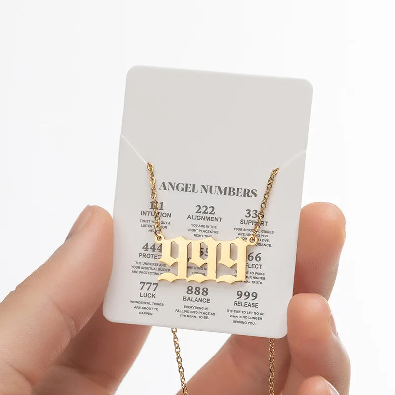 Angel Number Stainless Steel Pendant Necklace | Lucky Numbers Jewelry