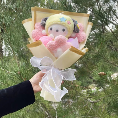Cartoon My Melody Kuromi Cinnamoroll Kt Cat Plush Doll Creative Flower Bouquet Valentine Christmas Graduation Birthday Gift