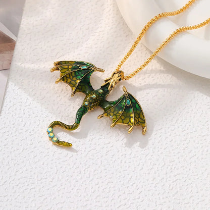 Goth Fly Dragon Pendant Necklace | Punk Snake Chain Choker for Men and Women