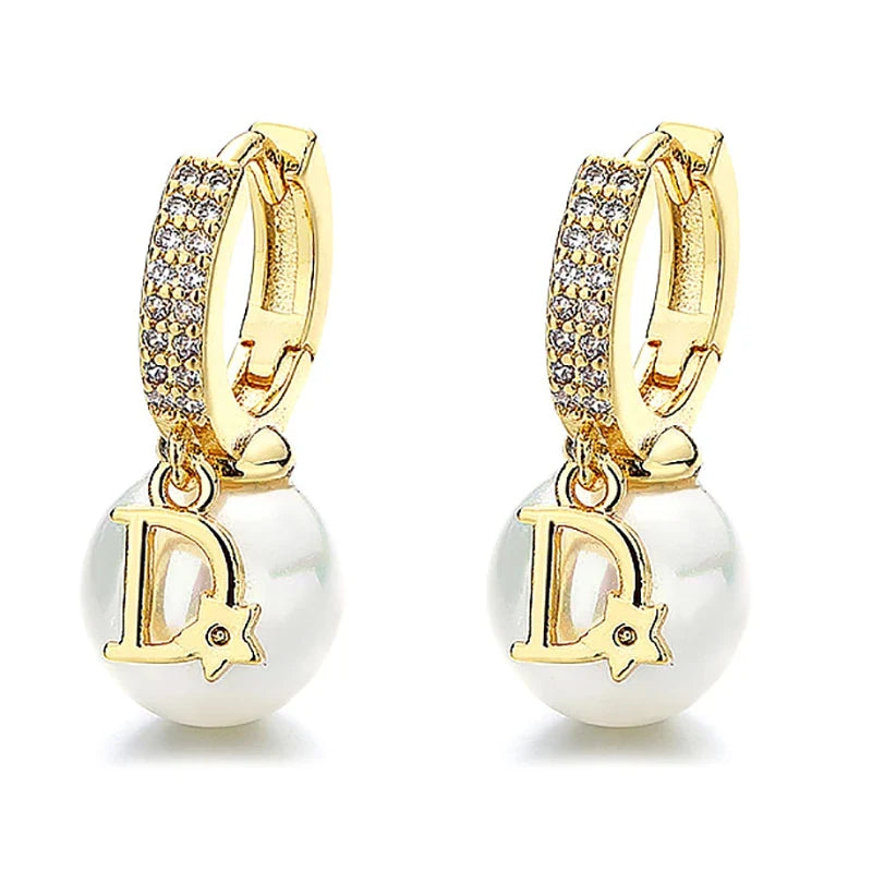 Pearl Hoop Earrings for Women | Light Luxury Fashion Jewelry