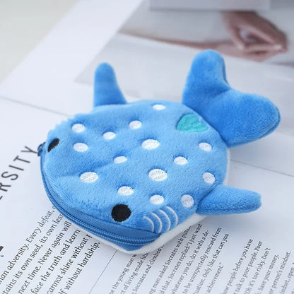 Cute Animal Plush Coin Purse | Zipper Change Purse with Keychain Mini Wallet