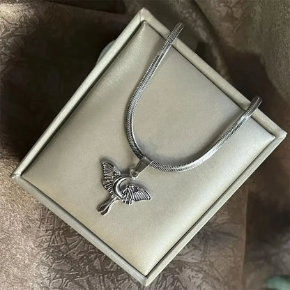 Stainless Steel OX Moon Necklace | Gold Plated Half Moon Blade Pendant