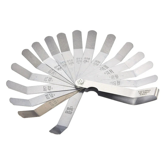 Curved Stainless Steel Feeler Gauge 16 Blades | Metric Gap Measuring Tool 0.05-1mm