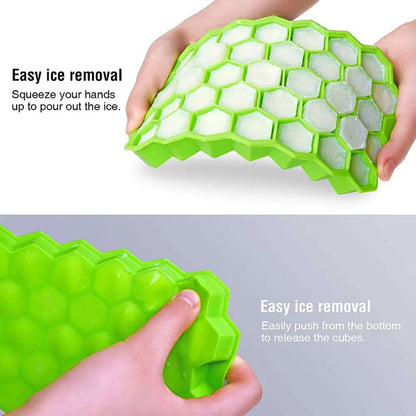 37 Grids Honeycomb Ice Cube Silicone Mold with Lid | Flexible Silicone Ice Tray for DIY Ice Making