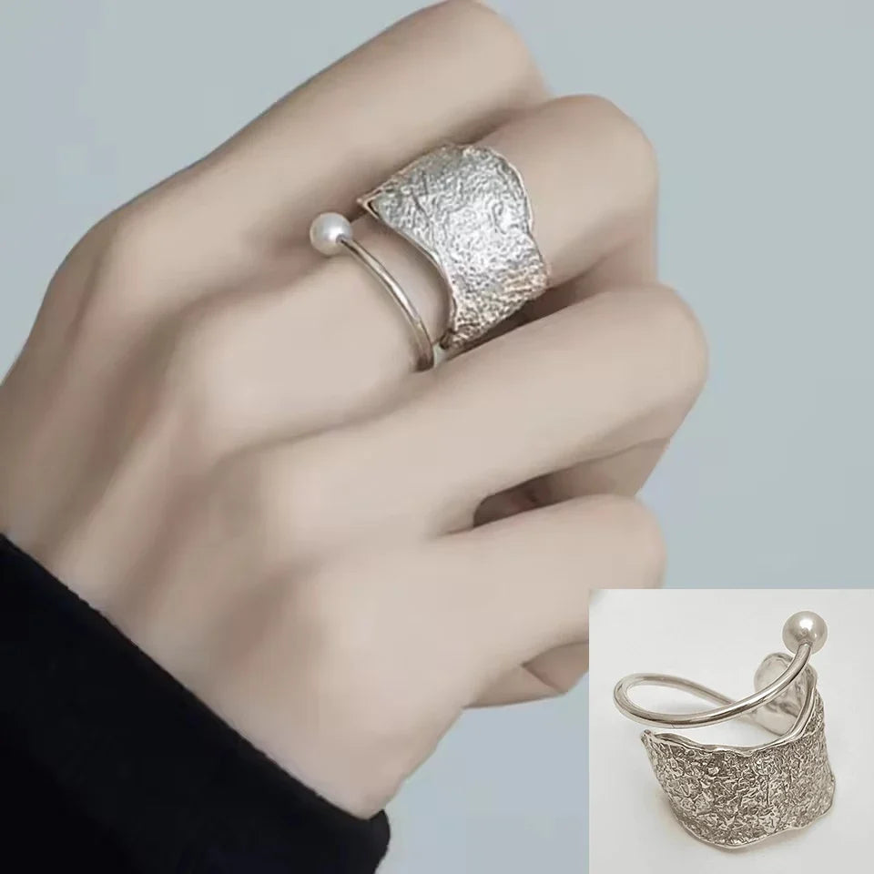 VENTFILLE 925 Sterling Silver Irregular Ring | Geometric Minimalist Jewelry for Women