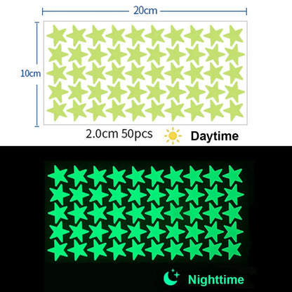 Glow In The Dark 3D Stars Moon Wall Stickers | Creative Luminous Room Decor