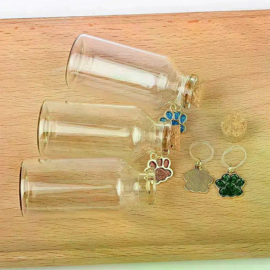 Pet Fur Memorial Glass Bottle | Cat Whiskers Storage Bottle With Cork Stopper
