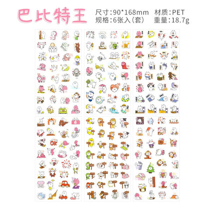 6Pcs Waterproof Cartoon Sticker Set | Cute DIY Decals for Laptops, Phones, and Planners