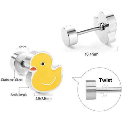 Cute Acrylic Animal Stud Earrings | Surgical Steel Hypoallergenic Earrings for Women and Girls