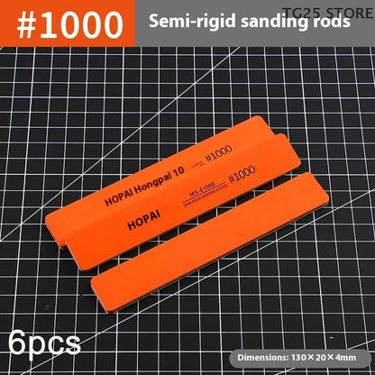 6pcs DIY Model Sanding Sticks Set | Semi-Rigid Polishing Rods for Plastic Models