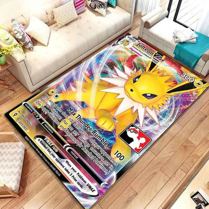 Pokemon Anime Card Pattern Large Area Rug 3D Carpet for Home Living Room Children's Bedroom Sofa Non-slip Kids Doormat Decor M