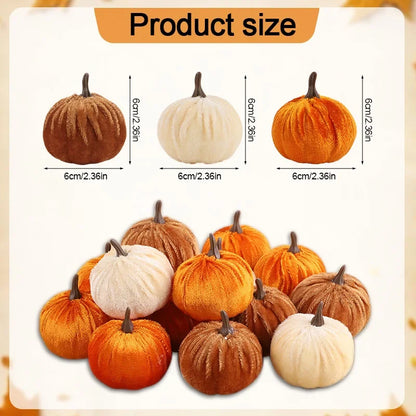 8/12pcs Artificial Flannel Pumpkins for Autumn Fall Thanksgiving Halloween Party Table Decoration Home DIY Craft Wreath Gifts
