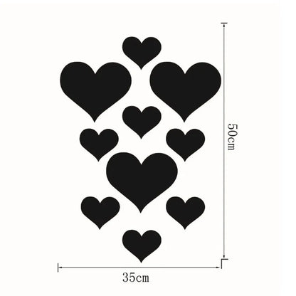 10Pcs Acrylic Love Heart Wall Stickers | Mirror 3D Decals for Home Decor