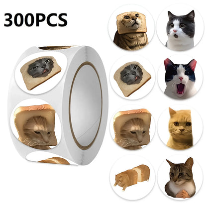 Funny Cat Cartoon Sticker Roll | 100pcs Animal Stickers for Photocard Decor
