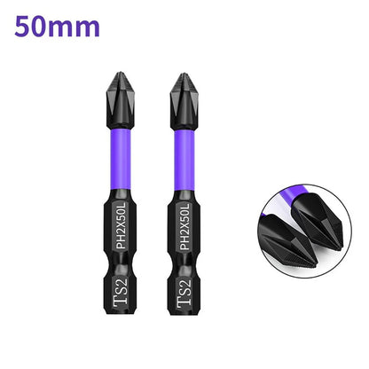 2pcs Non-slip PH2 Magnetic Cross Screwdriver Bits Set | Alloy Steel Hand Tool