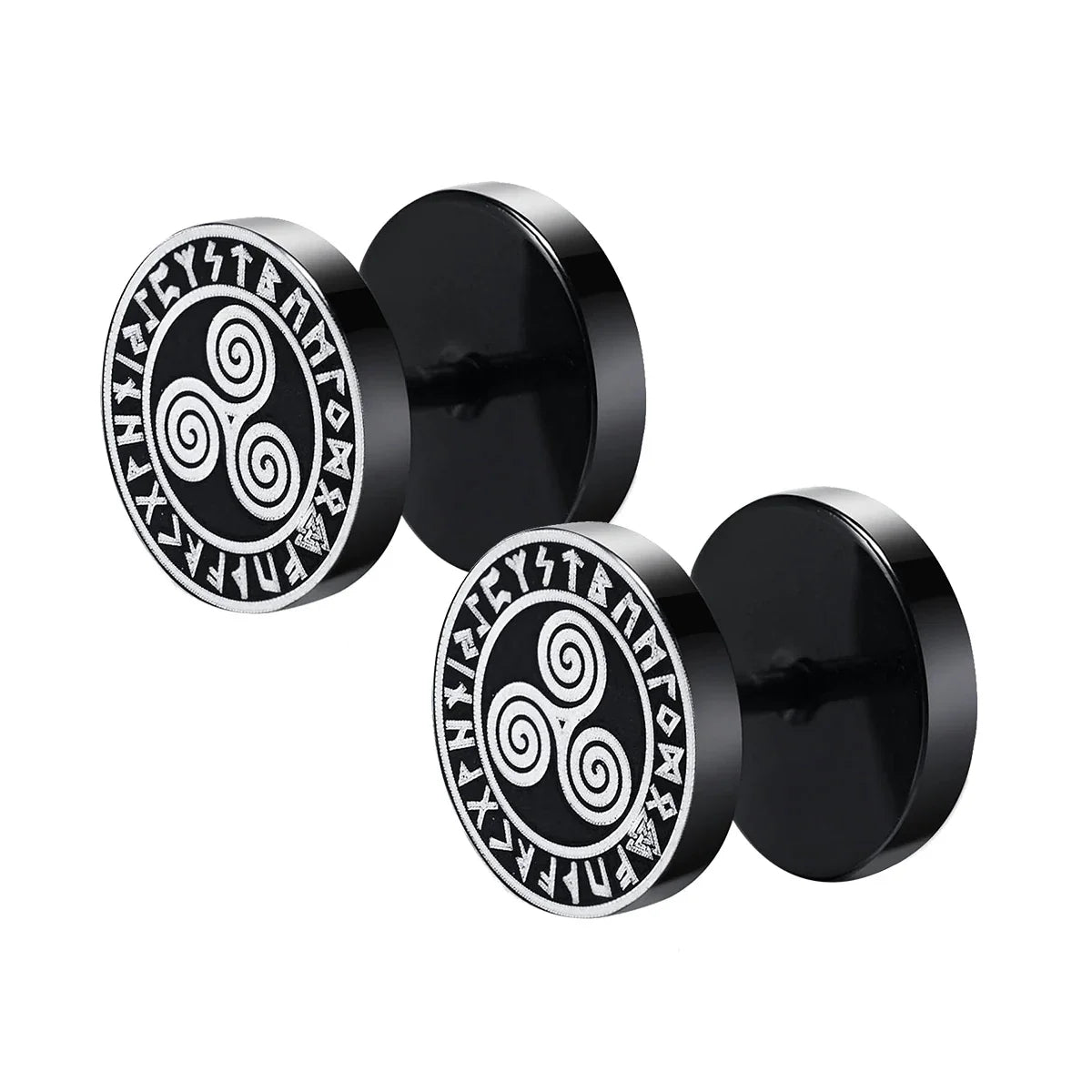 Gothic Norse Viking Runes Stud Earrings for Men | Stainless Steel Punk Jewelry