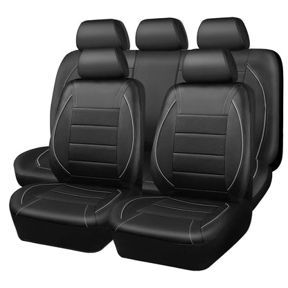 Universal Leather Car Seat Covers Red Simple Waterproof 5 Seat Car Seat Cover