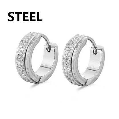 Stainless Steel Frosting Hoop Earrings | Punk Cross Dangle Earrings for Unisex