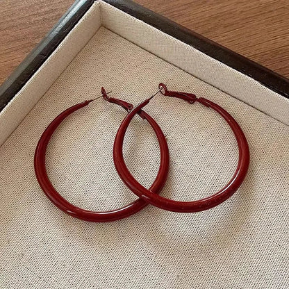 Red Big Round Hoop Earrings for Women | Trendy Geometric Huggie Jewelry