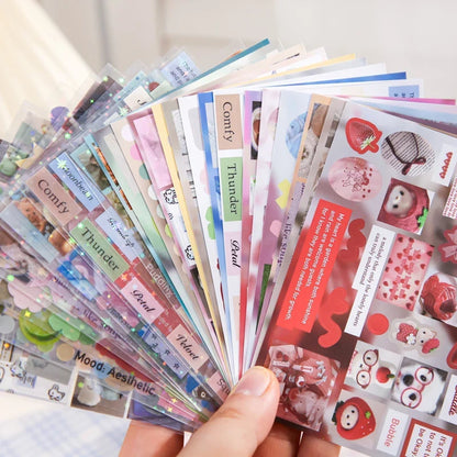 30 Sheets Vintage Retro Memo Sticker Book | Dual Texture Die-Cut Stickers for DIY Crafts