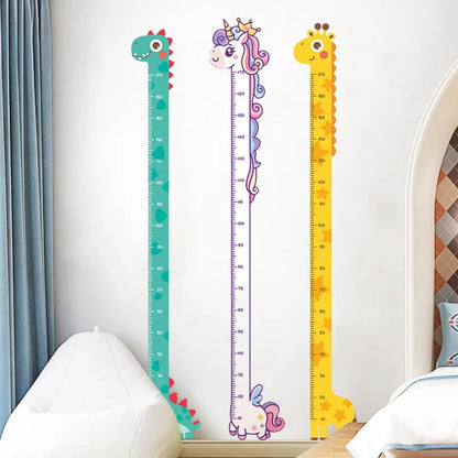 Cute Cartoon Height Sticker Unicorn Dinosaur Giraffe Wall Height Measuring Ruler Stickers For Kids Room Kindergarten Decor