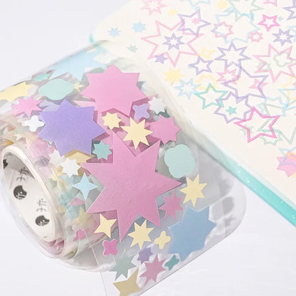 Colorful Star and Heart Die-Cut Stickers | Multi-Layer Hollow Decorative Journal Stickers