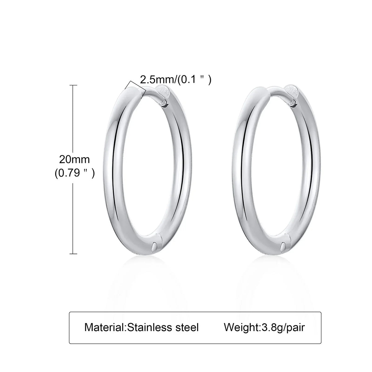 Classic Stainless Steel Hoop Earring for Men Boys | Anti Allergy Metal Huggies Earring