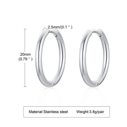 Classic Stainless Steel Hoop Earring for Men Boys | Anti Allergy Metal Huggies Earring