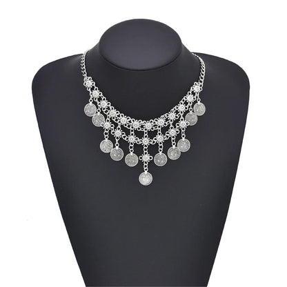 Vintage Coin Tassel Necklace | Bohemian Ethnic Charm Choker for Women
