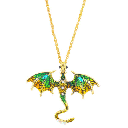 Goth Fly Dragon Pendant Necklace | Punk Snake Chain Choker for Men and Women