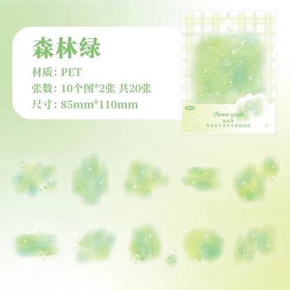 Yoofun 20pcs Watercolor Landscape Stickers | PET Collage for DIY Journal