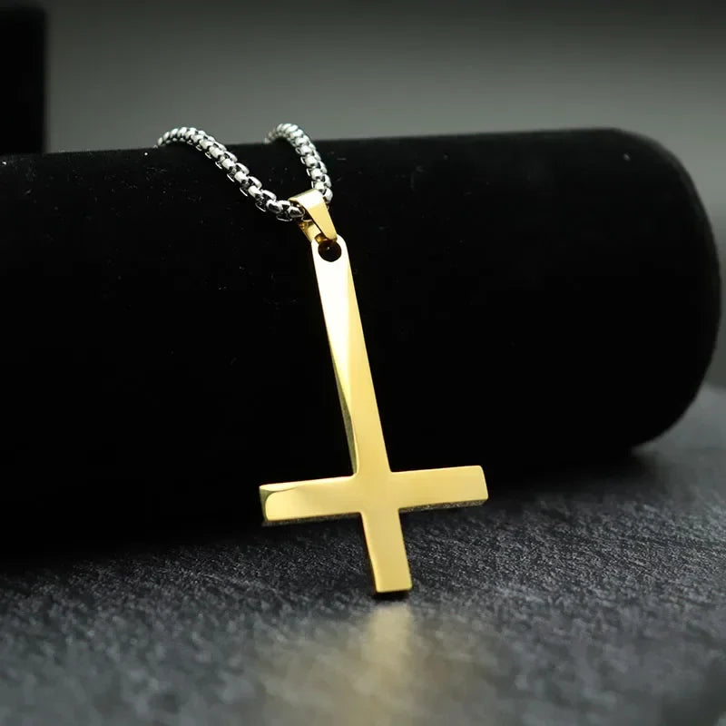 Simple Cross With Circle Pendant Necklace | Stainless Steel Christ Cruz Chain for Men and Boys
