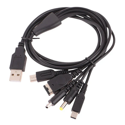 5-in-1 Multi-Console USB Charging Cable | 1.2M Fast Charger Cord for Nintendo 3DS, DSi, Wii U, GBA, PSP