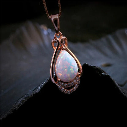 Fashion Sunflower Pendant Necklace | Rose Gold Crystal Zircon Imitation Opal Jewelry