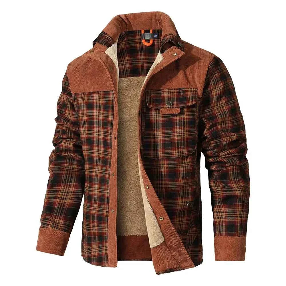 Men's Jackets Winter Windproof Warm Casual Bomber Coat Plaid Sherpa Lined Flannel Outdoor Classic Jacket Men US Size