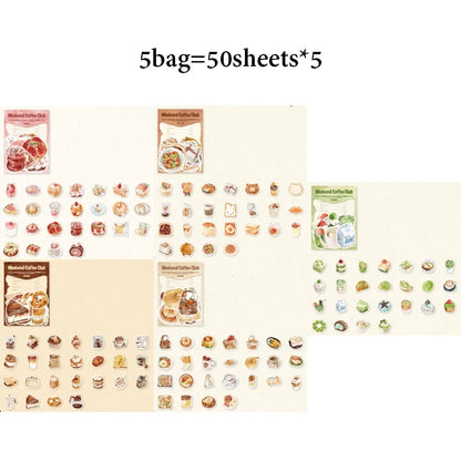 Mr.Paper Sweet Collection Washi Stickers | 50 Watercolor Food & Coffee Stickers for Journaling