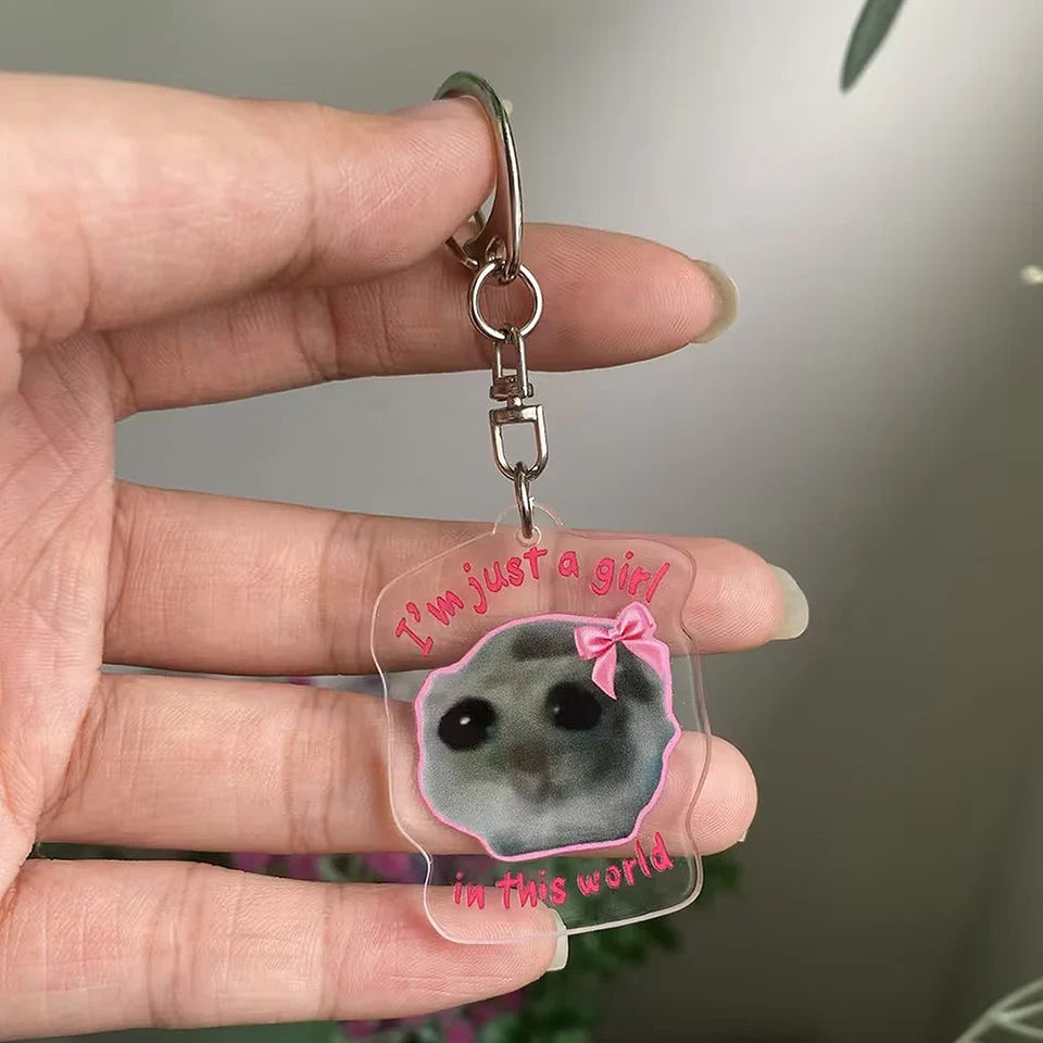 ZAKOL Sad Hamster Violin Song Plush Keychain Bag Charm Funny Cute 2024 Tiktok Key Ring Accessories Gift for Girlfriend