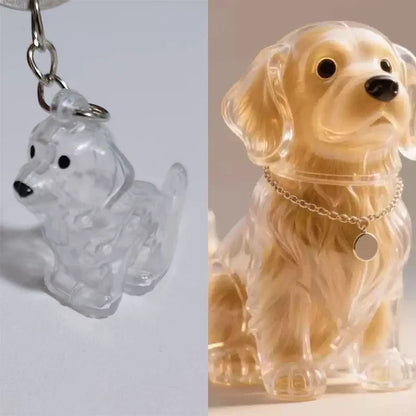 Clear Puppy Hair Memorial Keepsake Capsule | Pet Fur Display Keychain