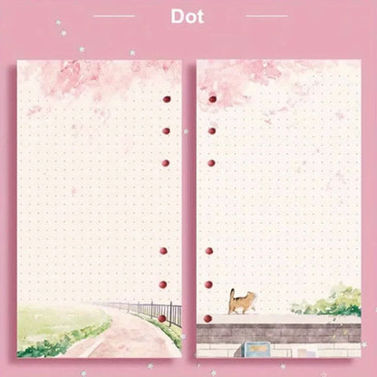 80 Sheets A6 Loose Leaf Paper Refill | Kawaii Cat Sakura Design for Planner Binder
