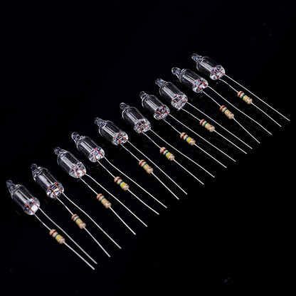 20PCS Neon Indicator Lamps With Resistors for 220V AC Mains | Red Glow Lamp