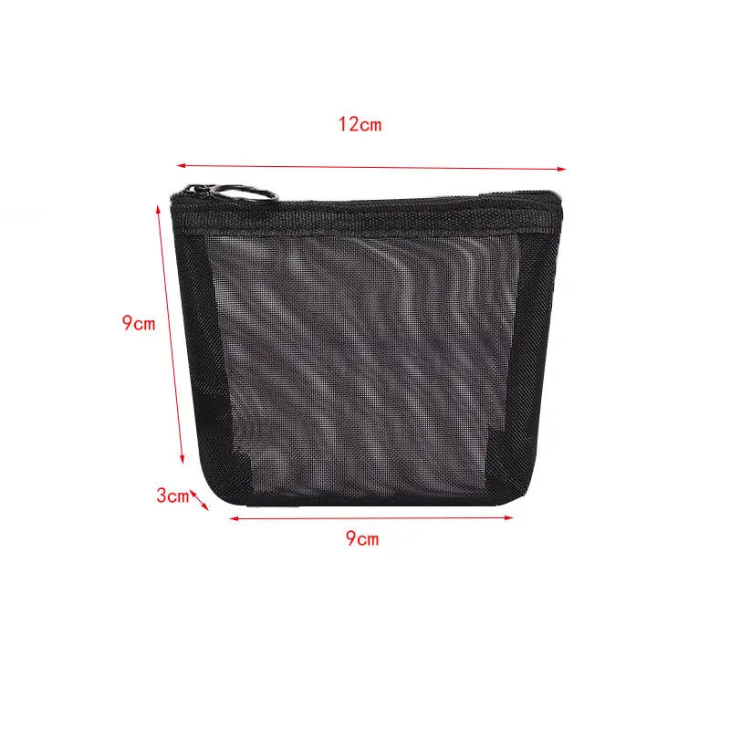 Women Black Mesh Coin Wallet Purse | Small Transparent Organizer Pouch
