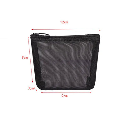 Women Black Mesh Coin Wallet Purse | Small Transparent Organizer Pouch