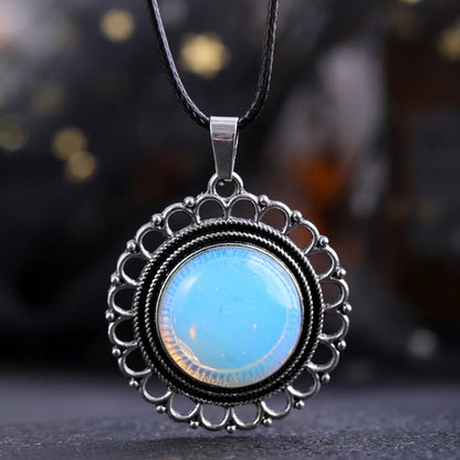 Lace Agate Pendant Necklace | Vintage Handmade Crystal Jewelry